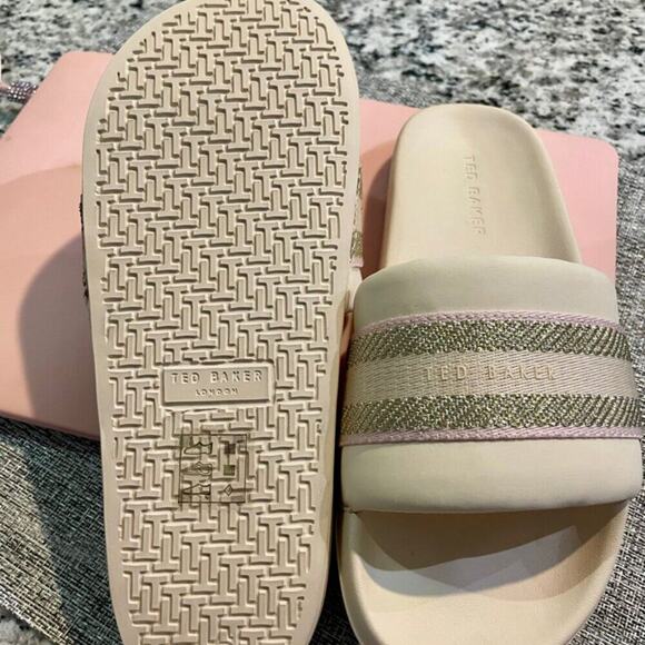 TED BAKER SLIDE SANDAL NATURAL PINK GOLD SZ 6 AESTHETIC VERSATILE SUMMER CHIC - Picture 6 of 13